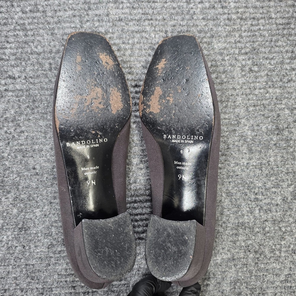 Bandolino Loafer Pumps Women's Size 9N Gray Herringbone Square Toe Block Heel - Picture 5 of 9